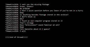 S. Hawkins' conversations with A. Raymond.