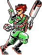 Spencer's level clear pose in NES version of Bionic Commando