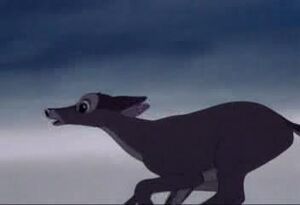 Bambi's mother yelling at her son to keep running before she is shot to death by hunters