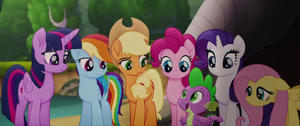 "We are all behind you, Twilight." Spike joins in the adventure