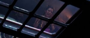 Leia laughing after the Rancor's demise.