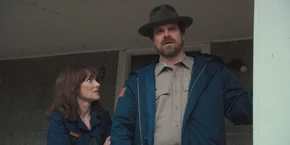 Joyce showing Hopper Will's drawing when he stops by.