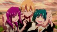 Aladdin, Alibaba and Morgiana reunite at the end of the second anime series