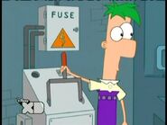 Ferb about to throw the switch.