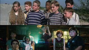 The Losers Club in the 1990 miniseries and the 2017 remake.