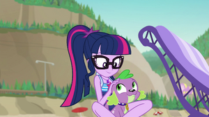 Twilight Sparkle petting Spike the Dog EGFF