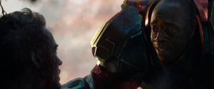 Rhodey tearfully speaks to Tony before his passing.