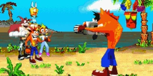 FakeCrashPhoto.png (239 KB) Fake Crash takes a celebratory photograph after Dr. N. Tropy's defeat