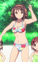 Haruhi blue heart swimsuit