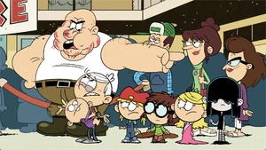 Lincoln Loud gets punished by Tough Guy for giving him a banana-flavored Flippee beforehand which suffering from an allergic reaction to bananas and is banished to the end of the line (along with his younger sisters).