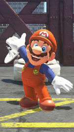 Mario wearing the Classic Suit in Super Mario Odyssey