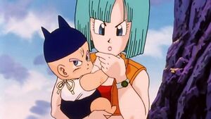 Bulma and her baby son Trunks