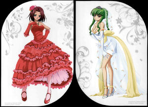 CODE GEASS - Kallen red dress & C.C. white dress