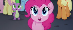 Pinkie Pie feeling a happy again that Skystar came back to help them.