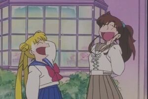 Usagi and Makoto laughing out loud.