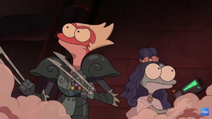 General Yunan and Lady Olivia taking on the Cloak-bots.