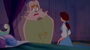 Wardrobe shocked when Belle says she is not going to have dinner with the Beast.