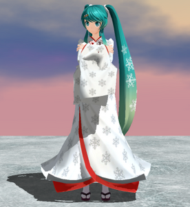 Original MMD render of Miku in a snow kimono by Kimberly AJ