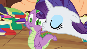 Rarity kisses Spike for the 1st time