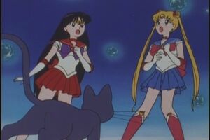 Sailor Moon and Sailor Mars! We've got to get of here or we'll be stuck here forever!