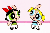 Buttercup and Bubbles high fives