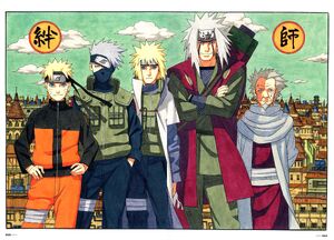 Naruto, Kakashi, Minato, Jiraya, Hiruzen Chapter 410 artwork illustration
