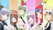 6 extra members are included in Otomedius Gorgeous and its sequel from left to right (Strarf, Kokoro Belmont, Esmeralda, Poini Coon, Gesshi Hanafuuma and Arnval).