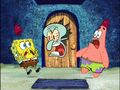 Squidward yelling against Spongebob and Patrick