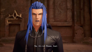 Saix continues to jog Xion's memories by mentionioning Roxas and Axel.