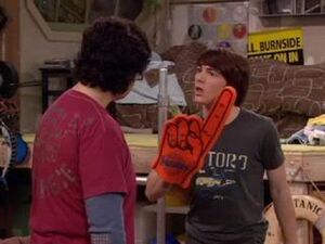 Drake and Josh fighting about Drake getting the last foam finger for himself from eight years ago