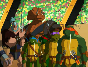 Ninja Turtles, Traximus and Ape-like Gladiator (S02E04)