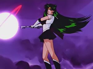 Sailor Moon Sailor Stars Sailor Pluto using the Dead Scream attack