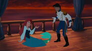 The sun sets and Ariel turns back into a mermaid seconds before she can kiss Eric