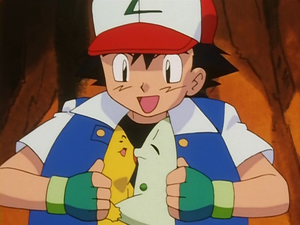 Ash, Pikachu and Chikorita (The Chikorita Rescue)