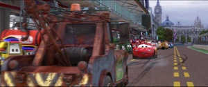 However, McQueen is stunned and saddened when Mater quickly drives away from him. But unaware Mater is freaking out because he has a bomb on him, trying to save McQueen from getting killed.
