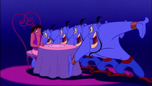 Aladdin with duplicates of Genie.