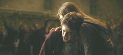 Ginny Weasly comforting Harry Potter