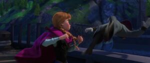 Anna punching Hans for his heinous actions against her and Elsa.