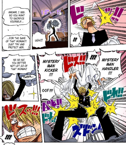 One Piece Manga 464 Sanji protects Nami from Absalom