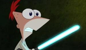 Phineas facing Darth Ferb