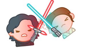 Rey and Kylo in Star Wars The Force Awakens as told by Emoji.