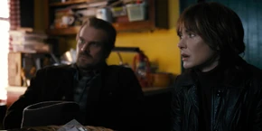 When asking to see photographs of Terry's daughter, Joyce and Hopper are surprised when Becky says that Terry miscarried after she left MKUltra.