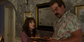 Joyce and Hopper recalling a power outage happening in Hawkins four nights ago.