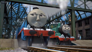 Thomas the Tank Engine first meets with Gordon the Big Engine.