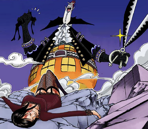 Nico Robin unconscious after her shadow was taken by Moria