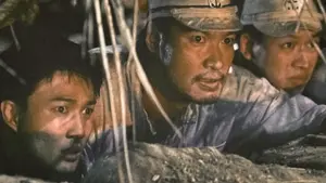 Shikishima and Tachibana hiding from Godzilla