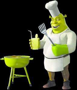 Chef Shrek grilling