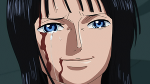 Nico Robin's tear of joy as Luffy defeated Lucci