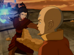 Aang fighting Azula.