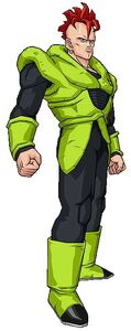 Android 16 as he appears in Dragon Ball Z: Budokai Tenkaichi 3.